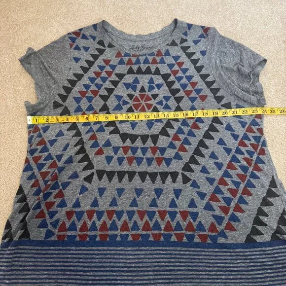 Lucky Brand Womens Geometric Print Gray T-Shirt Size 3X - Picture 6 of 8